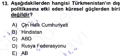 Çağdaş Türk Dünyası 2015-2016 Dönem Sonu Sınavı - 13. soru
