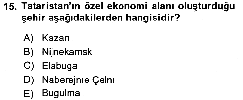 Çağdaş Türk Dünyası 2015-2016 Dönem Sonu Sınavı - 15. soru