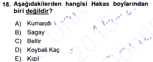 Çağdaş Türk Dünyası 2015-2016 Dönem Sonu Sınavı - 18. soru
