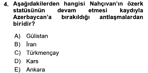 Çağdaş Türk Dünyası 2016-2017 Dönem Sonu Sınavı - 4. soru