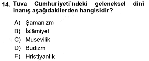 Çağdaş Türk Dünyası 2017-2018 Dönem Sonu Sınavı - 14. soru