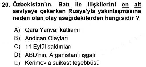 Çağdaş Türk Dünyası 2017-2018 Dönem Sonu Sınavı - 20. soru