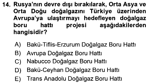 Çağdaş Türk Dünyası 2018-2019 Dönem Sonu Sınavı - 14. soru