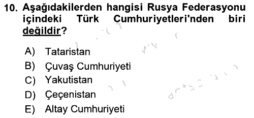 Çağdaş Türk Dünyası 2022-2023 Dönem Sonu Sınavı - 10. soru