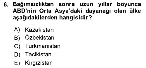 Çağdaş Türk Dünyası 2023-2024 Dönem Sonu Sınavı - 6. soru
