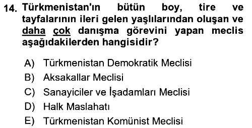 Çağdaş Türk Dünyası 2024-2025 Dönem Sonu Sınavı - 14. soru