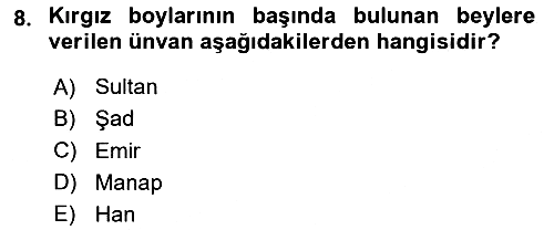 Çağdaş Türk Dünyası 2025-2026 Dönem Sonu Sınavı - 8. soru
