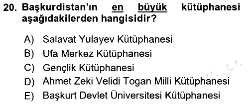 Çağdaş Türk Dünyası 2025-2026 Dönem Sonu Sınavı - 20. soru