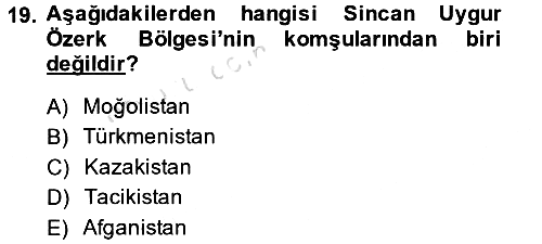 Çağdaş Türk Dünyası 2014-2015 Tek Ders Sınavı - 19. soru
