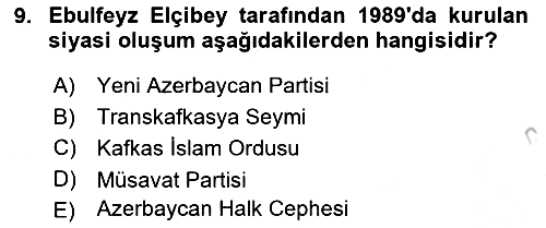 Çağdaş Türk Dünyası 2018-2019 Yaz Okulu Sınavı - 9. soru
