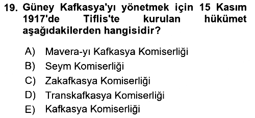 Çağdaş Türk Dünyası 2021-2022 Yaz Okulu Sınavı - 19. soru