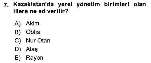 Çağdaş Türk Dünyası 2023-2024 Yaz Okulu Sınavı - 7. soru