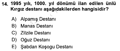 Çağdaş Türk Dünyası 2023-2024 Yaz Okulu Sınavı - 14. soru