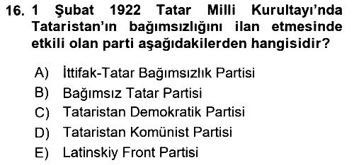 Çağdaş Türk Dünyası 2023-2024 Yaz Okulu Sınavı - 16. soru