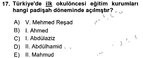 Eğitim Tarihi 2016-2017 3 Ders Sınavı - 17. soru