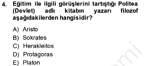 Eğitim Tarihi 2013-2014 Ara Sınav - 4. soru