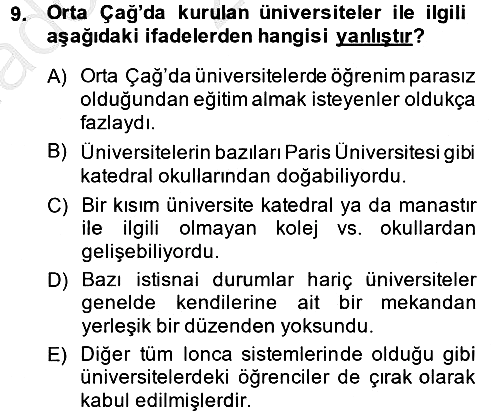 Eğitim Tarihi 2013-2014 Ara Sınav - 9. soru