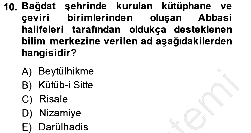 Eğitim Tarihi 2013-2014 Ara Sınav - 10. soru