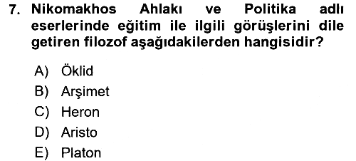 Eğitim Tarihi 2015-2016 Ara Sınav - 7. soru