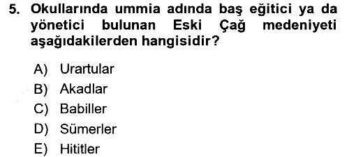 Eğitim Tarihi 2017-2018 Ara Sınav - 5. soru
