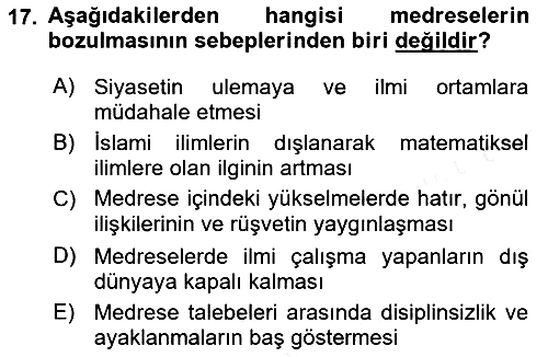 Eğitim Tarihi 2018-2019 Ara Sınav - 17. soru