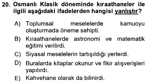 Eğitim Tarihi 2018-2019 Ara Sınav - 20. soru