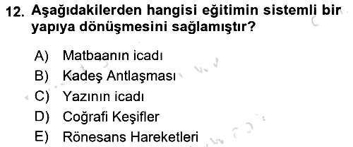 Eğitim Tarihi 2023-2024 Ara Sınav - 12. soru