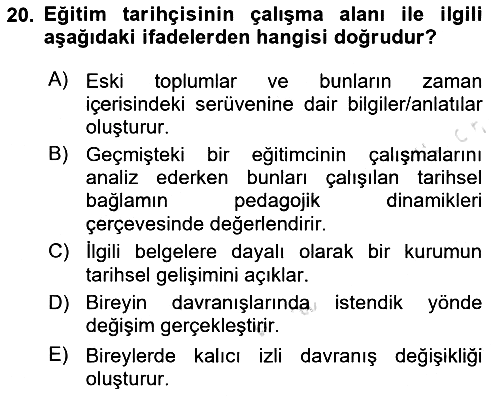 Eğitim Tarihi 2023-2024 Ara Sınav - 20. soru