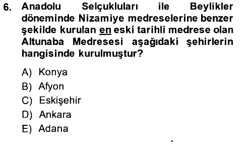Eğitim Tarihi 2014-2015 Dönem Sonu Sınavı - 6. soru