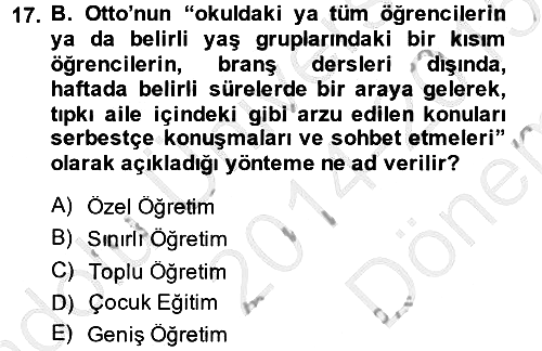 Eğitim Tarihi 2014-2015 Dönem Sonu Sınavı - 17. soru