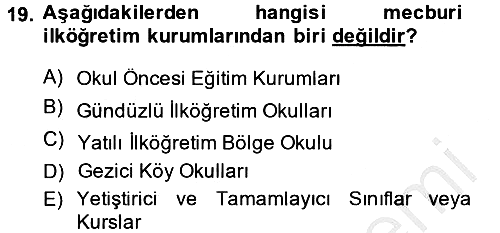 Eğitim Tarihi 2014-2015 Dönem Sonu Sınavı - 19. soru