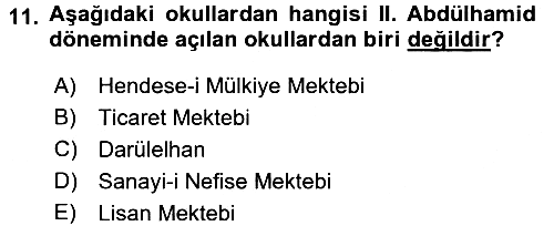 Eğitim Tarihi 2015-2016 Dönem Sonu Sınavı - 11. soru