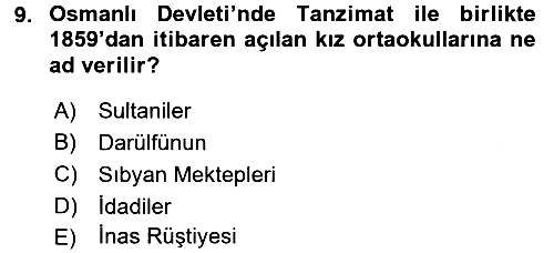 Eğitim Tarihi 2016-2017 Dönem Sonu Sınavı - 9. soru