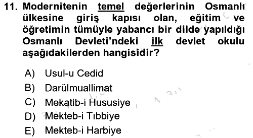 Eğitim Tarihi 2016-2017 Dönem Sonu Sınavı - 11. soru