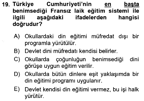 Eğitim Tarihi 2018-2019 Dönem Sonu Sınavı - 19. soru