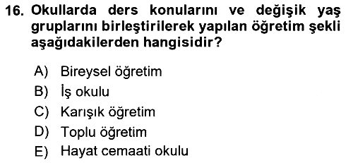 Eğitim Tarihi 2021-2022 Dönem Sonu Sınavı - 16. soru