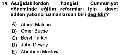 Eğitim Tarihi 2022-2023 Dönem Sonu Sınavı - 15. soru