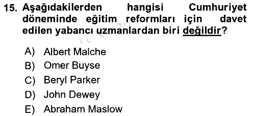 Eğitim Tarihi 2023-2024 Dönem Sonu Sınavı - 15. soru