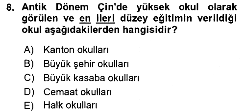 Eğitim Tarihi 2018-2019 Yaz Okulu Sınavı - 8. soru