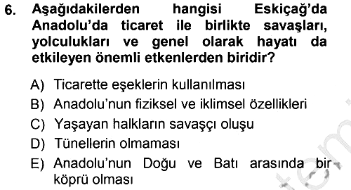 Eski Anadolu Tarihi 2012-2013 Ara Sınav - 6. soru