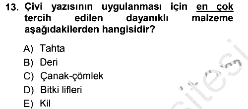 Eski Anadolu Tarihi 2012-2013 Ara Sınav - 13. soru