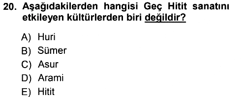 Eski Anadolu Tarihi 2012-2013 Ara Sınav - 20. soru