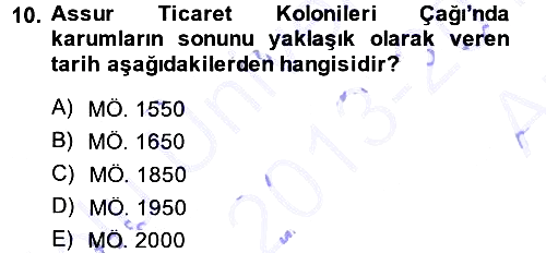 Eski Anadolu Tarihi 2013-2014 Ara Sınav - 10. soru
