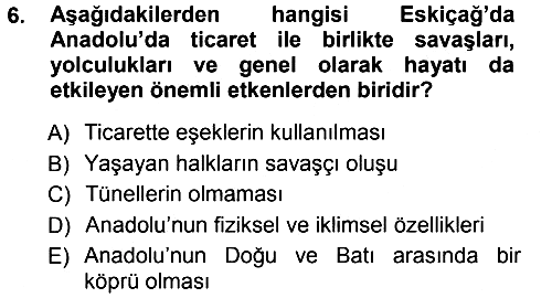 Eski Anadolu Tarihi 2014-2015 Ara Sınav - 6. soru