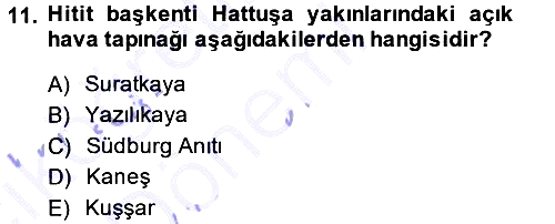 Eski Anadolu Tarihi 2014-2015 Ara Sınav - 11. soru