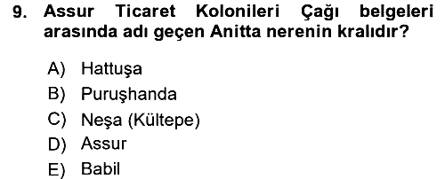 Eski Anadolu Tarihi 2015-2016 Ara Sınav - 9. soru