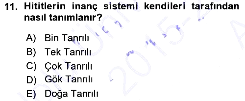 Eski Anadolu Tarihi 2015-2016 Ara Sınav - 11. soru