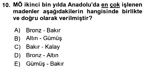 Eski Anadolu Tarihi 2016-2017 Ara Sınav - 10. soru