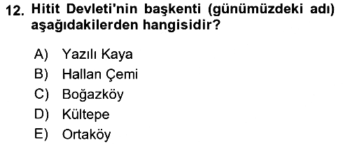 Eski Anadolu Tarihi 2016-2017 Ara Sınav - 12. soru