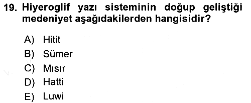 Eski Anadolu Tarihi 2018-2019 Ara Sınav - 19. soru
